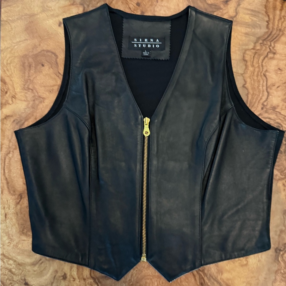 Siena Studio Black Leather Vest